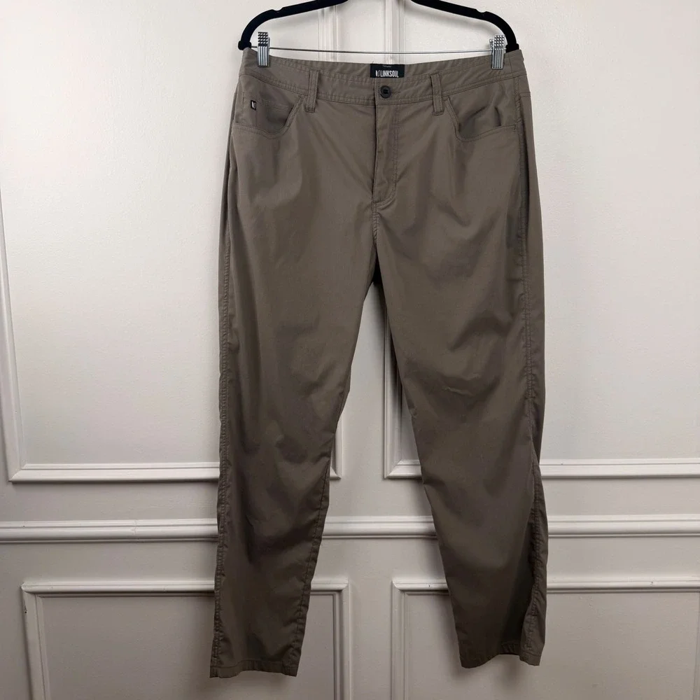 Linksoul Ellis Golf Pants Mens 34S Brown Ripstop Performance Trousers LS6217-S